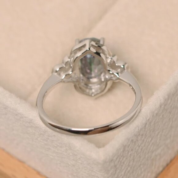 Noble Jewelry Oval Pure Colorful Zircon Elegant Rings for Women, PD308 - Picture 4 of 4